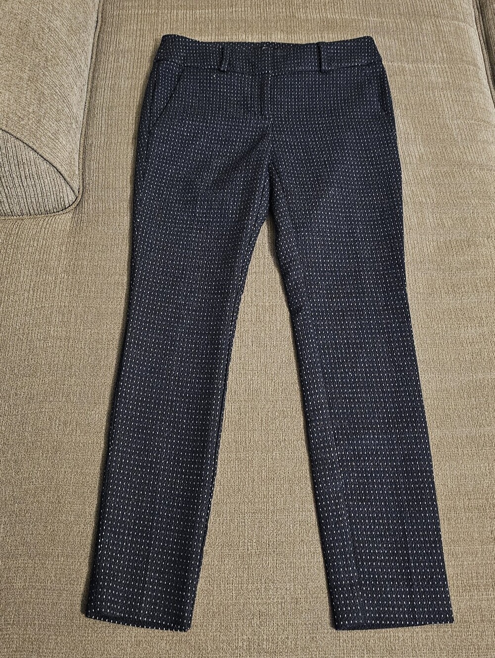Ann Taylor Loft Marisa Skinny Dark Blue White Office Work Dress Pants 0 Petite